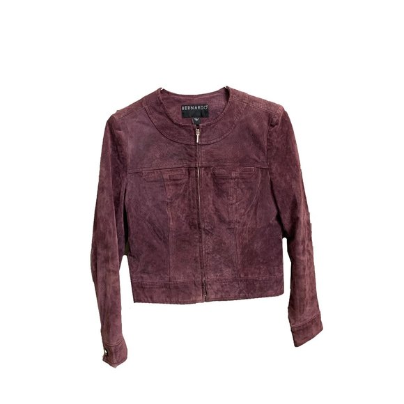 Bernardo Jackets & Blazers - Bernardo Purple Leather Print Zip Jacket S